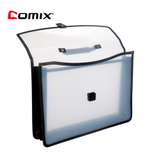COMIX B5 Receipts Folder With Clip Round Cover Rope Buckle Inside 13 PP pockets Expanding Display Book